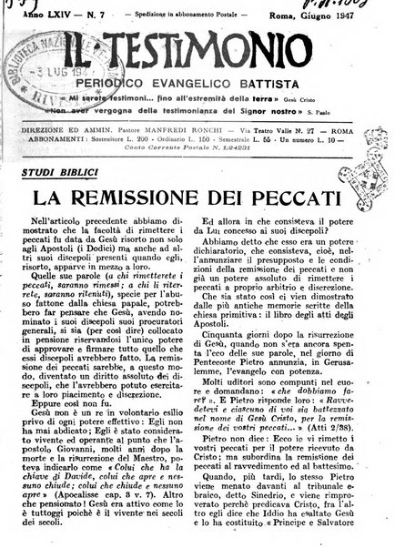 Il testimonio periodico cristiano battista