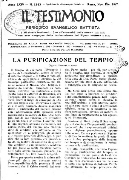 Il testimonio periodico cristiano battista