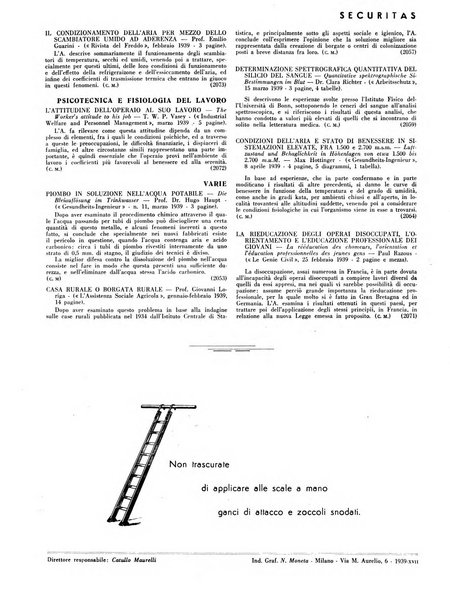 Securitas rassegna della sicurezza e dell'igiene nell'industria e nell'agricoltura - Anno 14, n. 4 (apr. 1927)-anno 65, n. 5/12 (1981)