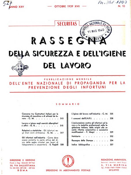 Securitas rassegna della sicurezza e dell'igiene nell'industria e nell'agricoltura - Anno 14, n. 4 (apr. 1927)-anno 65, n. 5/12 (1981)