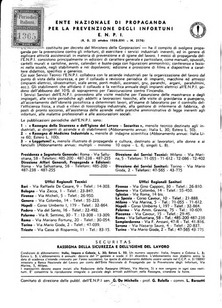 Securitas rassegna della sicurezza e dell'igiene nell'industria e nell'agricoltura - Anno 14, n. 4 (apr. 1927)-anno 65, n. 5/12 (1981)