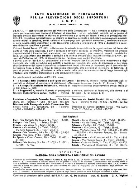 Securitas rassegna della sicurezza e dell'igiene nell'industria e nell'agricoltura - Anno 14, n. 4 (apr. 1927)-anno 65, n. 5/12 (1981)