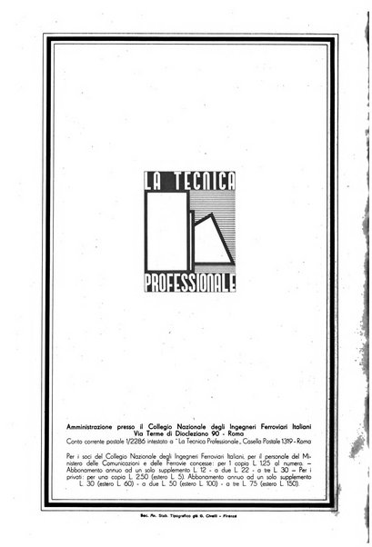 La tecnica professionale. Servizio lavori, linea e impianti raccolta di studi e notizie per l'istruzione del personale ferroviario