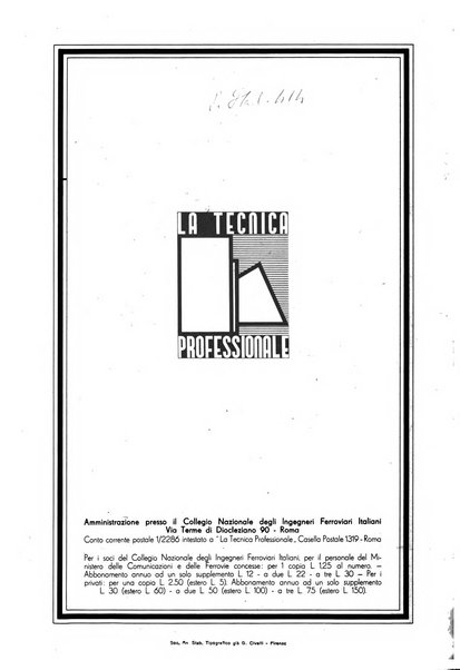 La tecnica professionale. Servizio lavori, linea e impianti raccolta di studi e notizie per l'istruzione del personale ferroviario