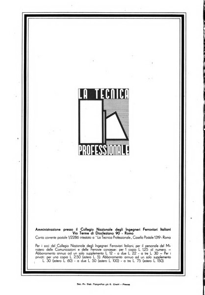 La tecnica professionale. Servizio lavori, linea e impianti raccolta di studi e notizie per l'istruzione del personale ferroviario