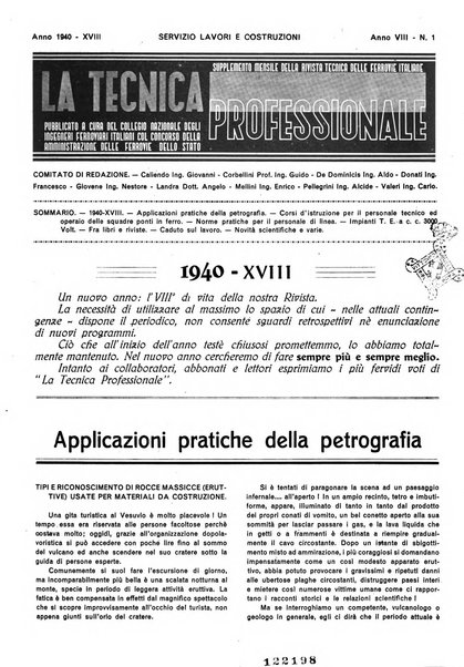 La tecnica professionale. Servizio lavori, linea e impianti raccolta di studi e notizie per l'istruzione del personale ferroviario