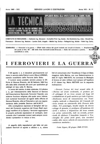 La tecnica professionale. Servizio lavori, linea e impianti raccolta di studi e notizie per l'istruzione del personale ferroviario