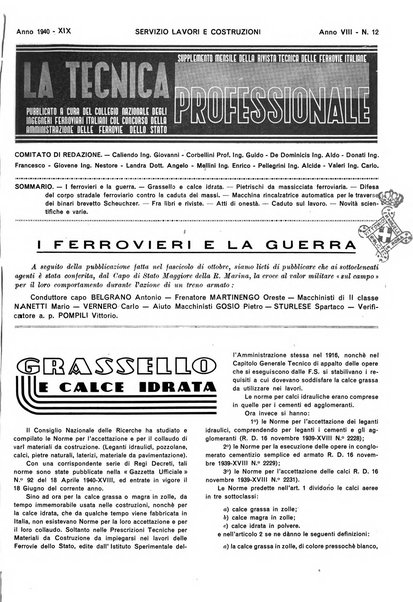 La tecnica professionale. Servizio lavori, linea e impianti raccolta di studi e notizie per l'istruzione del personale ferroviario