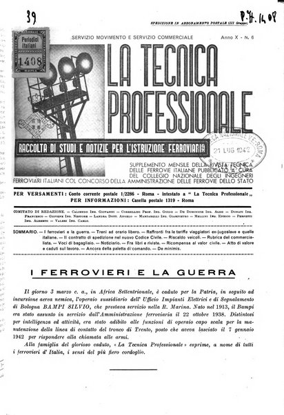 La tecnica professionale. Servizio lavori, linea e impianti raccolta di studi e notizie per l'istruzione del personale ferroviario