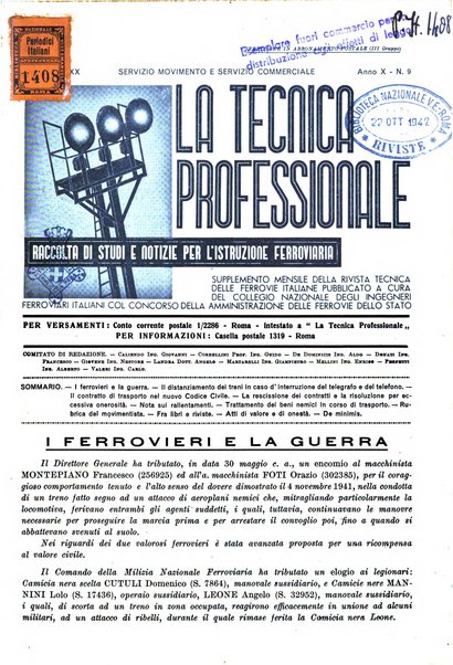 La tecnica professionale. Servizio lavori, linea e impianti raccolta di studi e notizie per l'istruzione del personale ferroviario