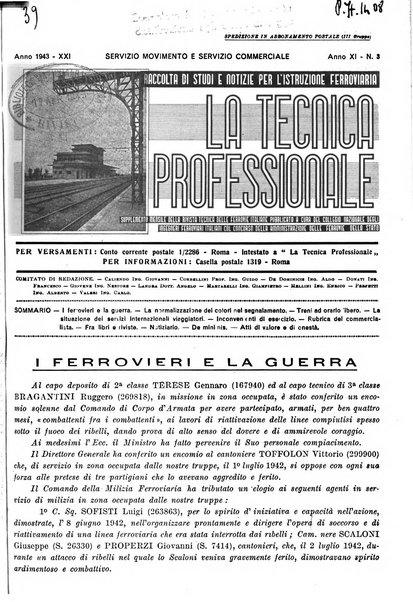 La tecnica professionale. Servizio lavori, linea e impianti raccolta di studi e notizie per l'istruzione del personale ferroviario