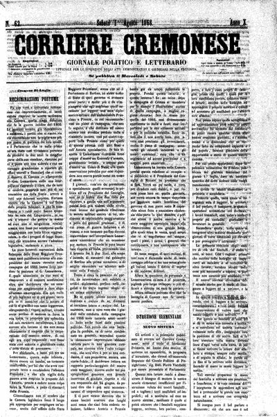 Corriere cremonese : giornale politico e letterario