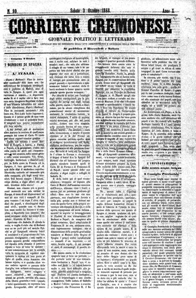 Corriere cremonese : giornale politico e letterario