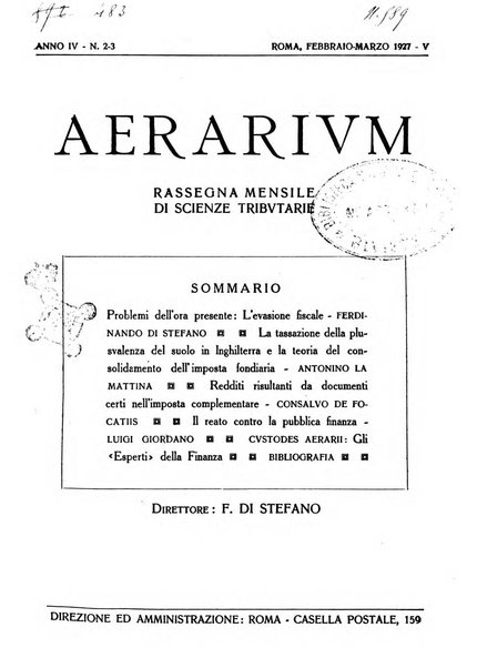 Aerarium rassegna mensile di scienze tributarie