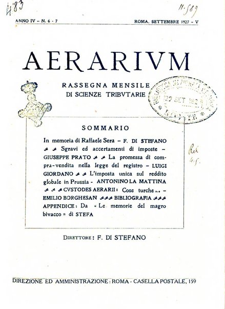 Aerarium rassegna mensile di scienze tributarie