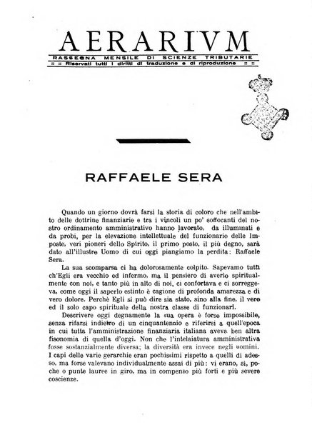 Aerarium rassegna mensile di scienze tributarie