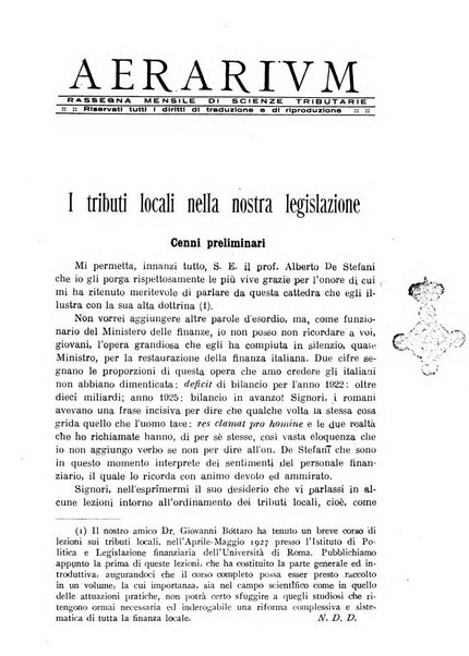 Aerarium rassegna mensile di scienze tributarie