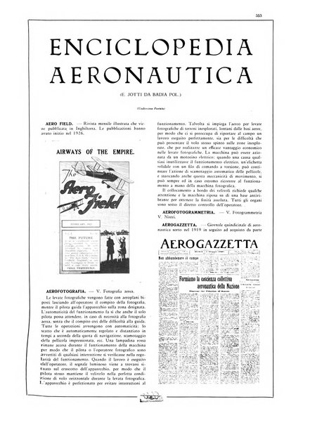 L'aeronautica rivista mensile internazionale illustrata