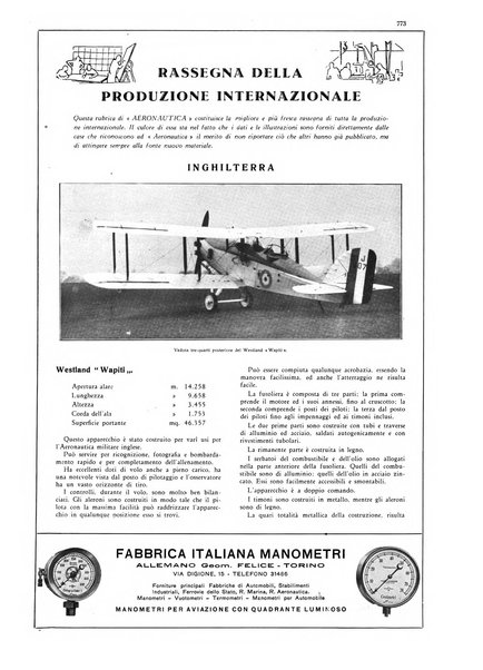 L'aeronautica rivista mensile internazionale illustrata