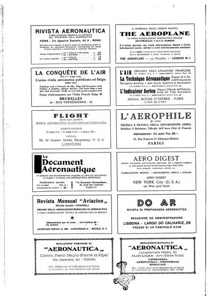 L'aeronautica rivista mensile internazionale illustrata