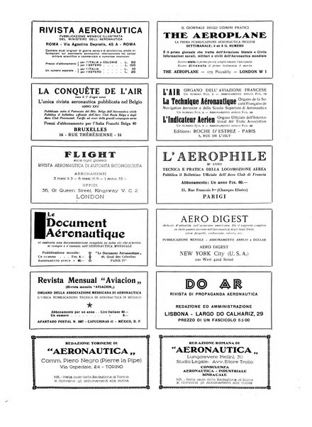 L'aeronautica rivista mensile internazionale illustrata