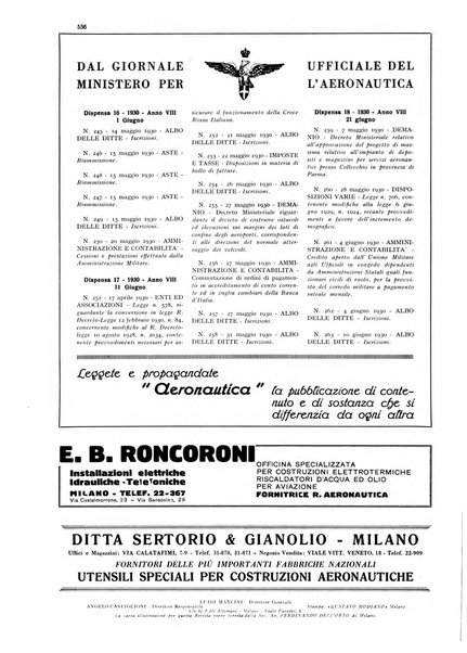 L'aeronautica rivista mensile internazionale illustrata