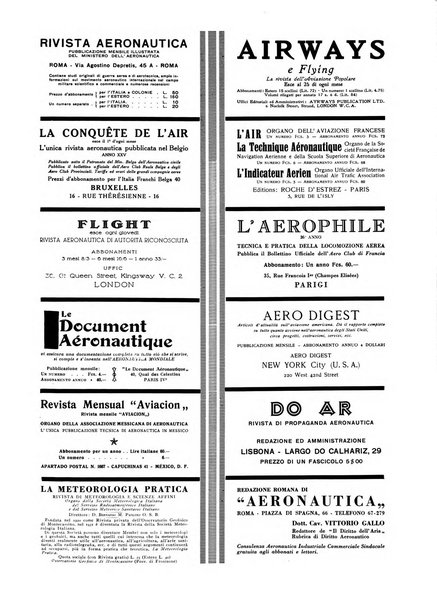 L'aeronautica rivista mensile internazionale illustrata