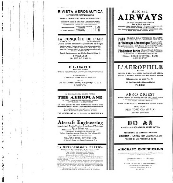 L'aeronautica rivista mensile internazionale illustrata