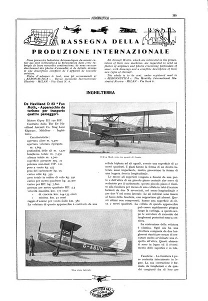 L'aeronautica rivista mensile internazionale illustrata