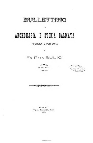 Bulletino di archeologia e storia dalmata