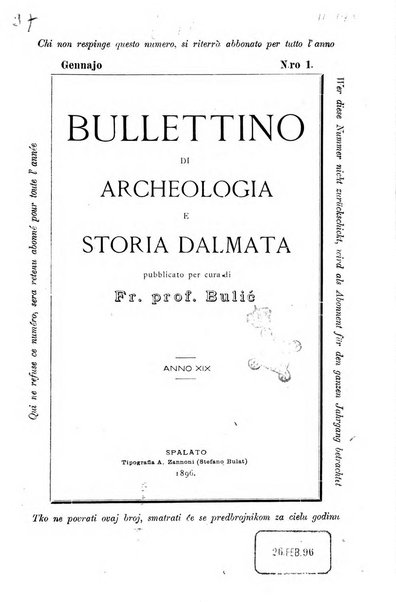 Bulletino di archeologia e storia dalmata