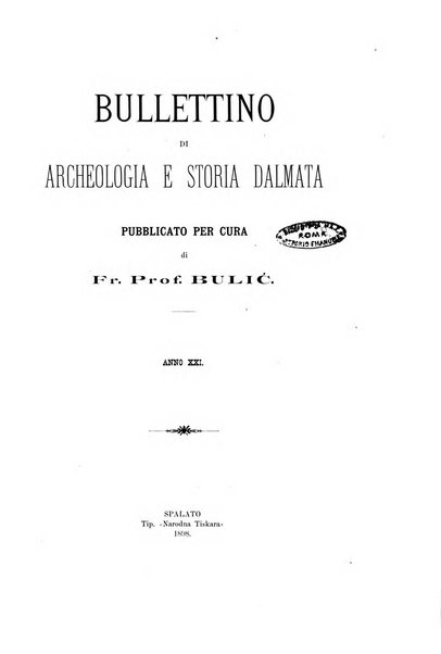 Bulletino di archeologia e storia dalmata