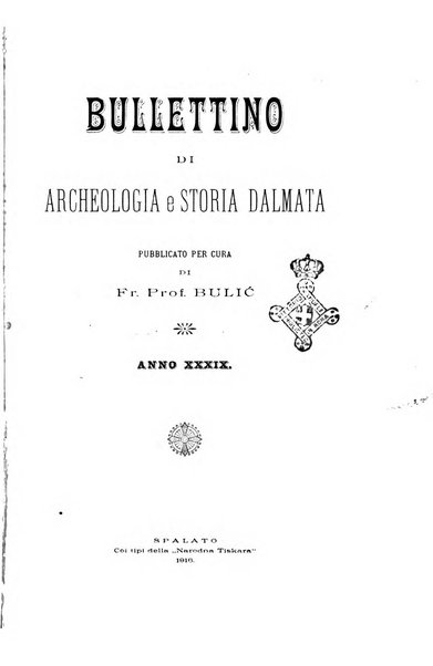 Bulletino di archeologia e storia dalmata