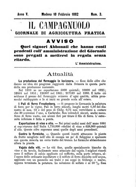 Il campagnuolo giornale di agricoltura pratica