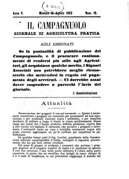 Il campagnuolo giornale di agricoltura pratica