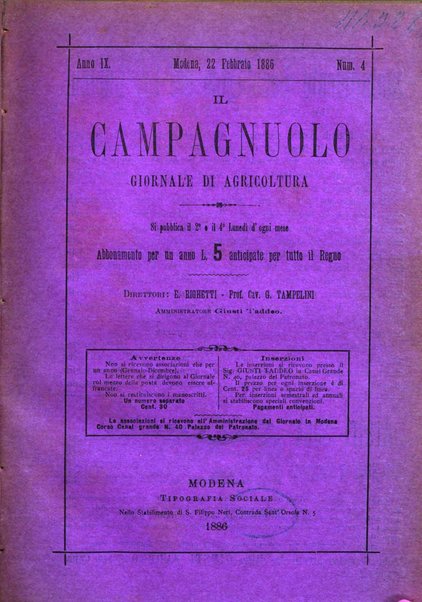 Il campagnuolo giornale di agricoltura pratica