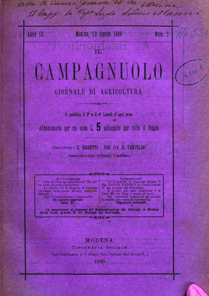 Il campagnuolo giornale di agricoltura pratica