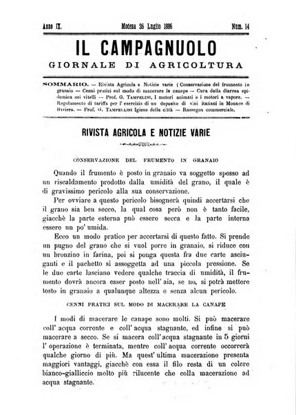 Il campagnuolo giornale di agricoltura pratica