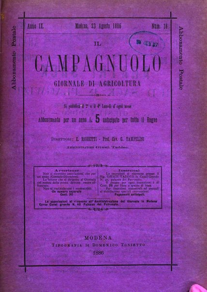 Il campagnuolo giornale di agricoltura pratica