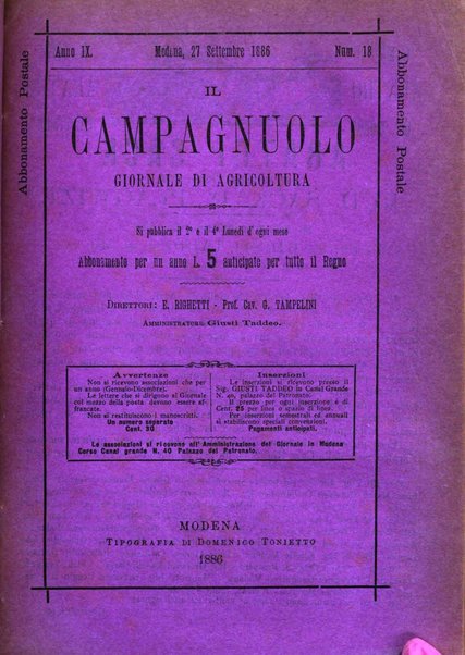 Il campagnuolo giornale di agricoltura pratica