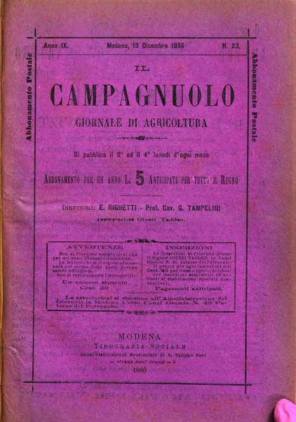 Il campagnuolo giornale di agricoltura pratica