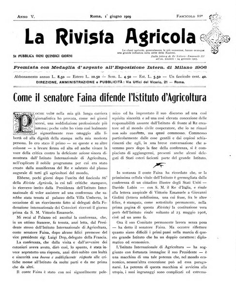 La rivista agricola industriale finanziaria commerciale