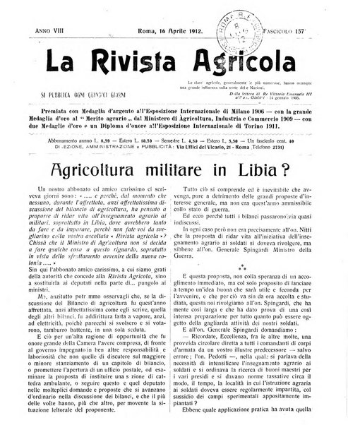 La rivista agricola industriale finanziaria commerciale