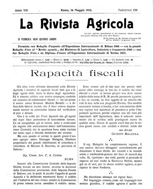 La rivista agricola industriale finanziaria commerciale