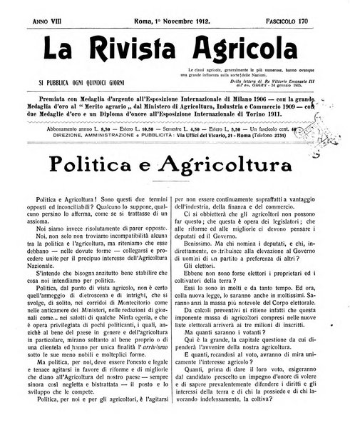 La rivista agricola industriale finanziaria commerciale