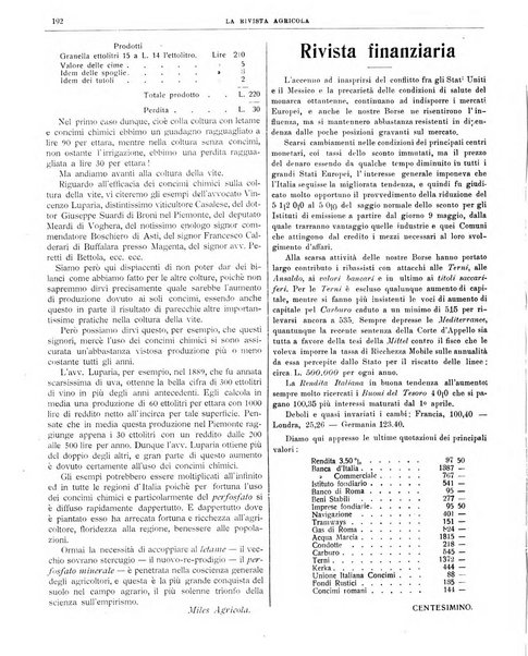 La rivista agricola industriale finanziaria commerciale