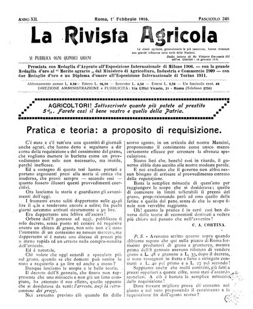 La rivista agricola industriale finanziaria commerciale