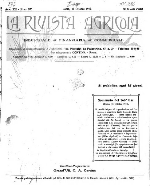 La rivista agricola industriale finanziaria commerciale