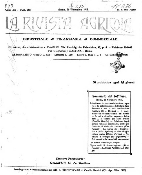 La rivista agricola industriale finanziaria commerciale