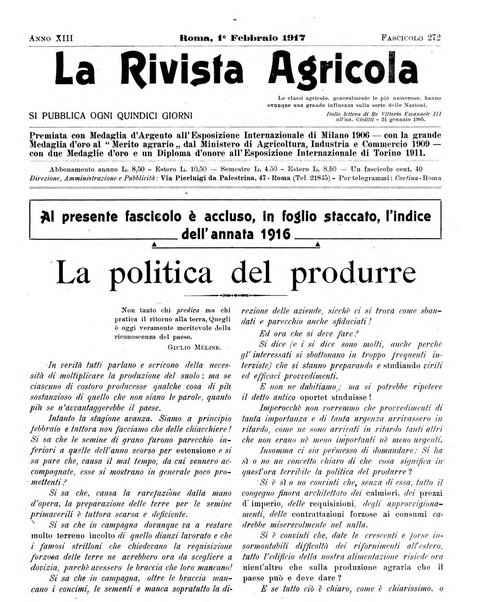 La rivista agricola industriale finanziaria commerciale